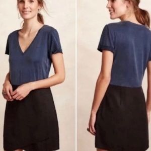 Anthropologie Dolan Left Coast Horizon Colorblock Dress Blue Black size XSP